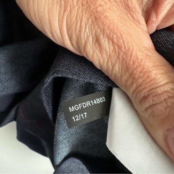 The Limited Denim Shift Dress 3/4 Bell Sleeve Womens Sz 8 Blue Crochet Lace Trim - Picture 8 of 9